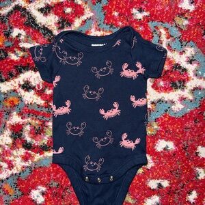 Navy Blue Crab Print Kids One Piece